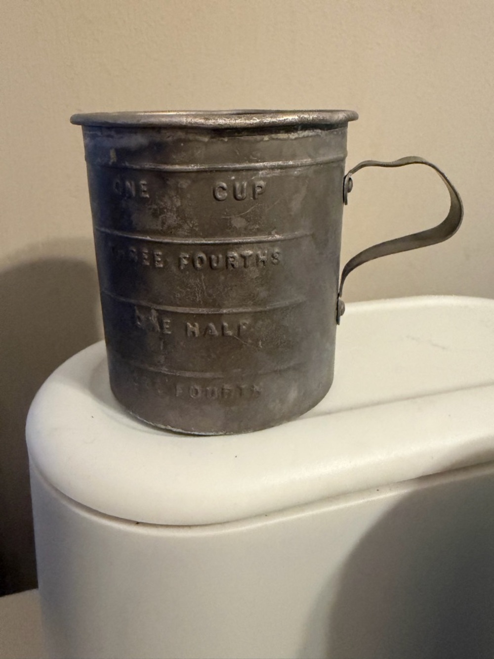 Vintage Tin Measuring Cup - Embossed Measurements